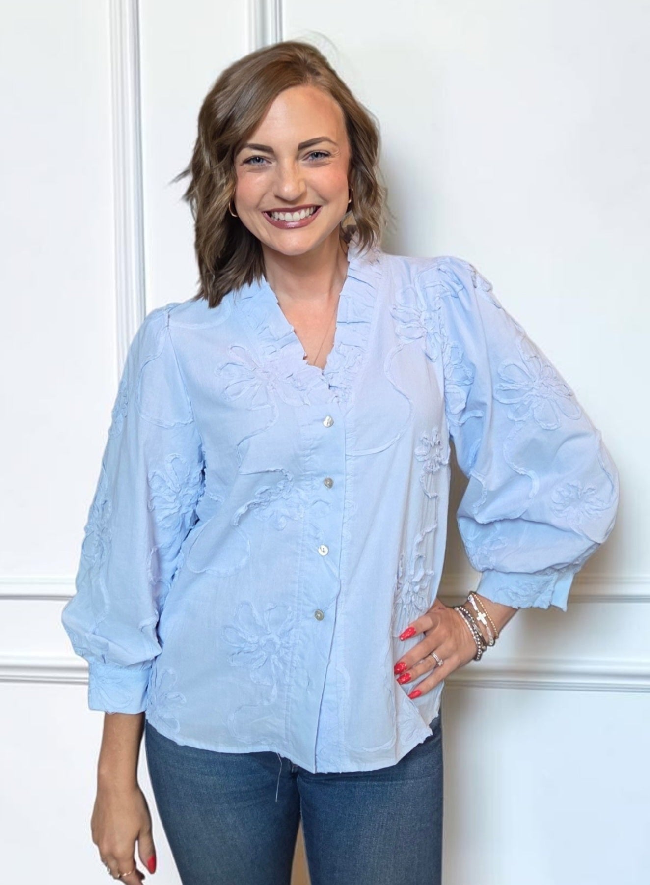 Martha Blue Floral Top