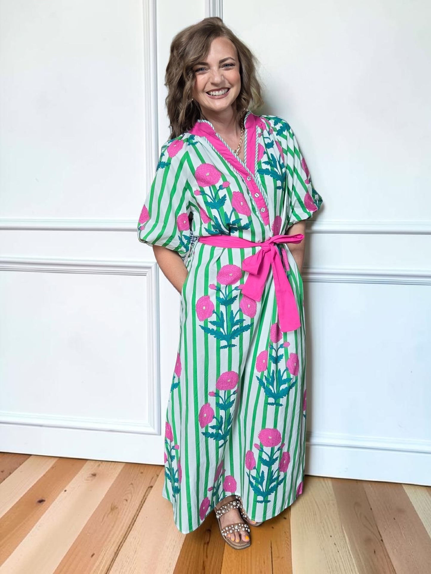 Diane Floral Striped Dress