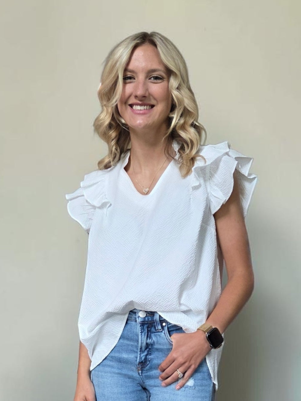 Jean Ruffle Sleeve Top