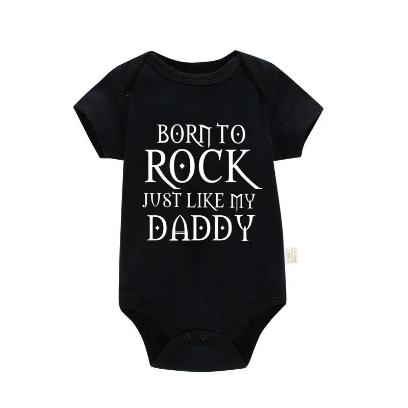 Born To Rock Newborn Baby Short Sleeve Cotton Baby Bodysuit Cute Baby Boy Clothes Jumpsuit Infant Outfit Baby Body Rock Onesie