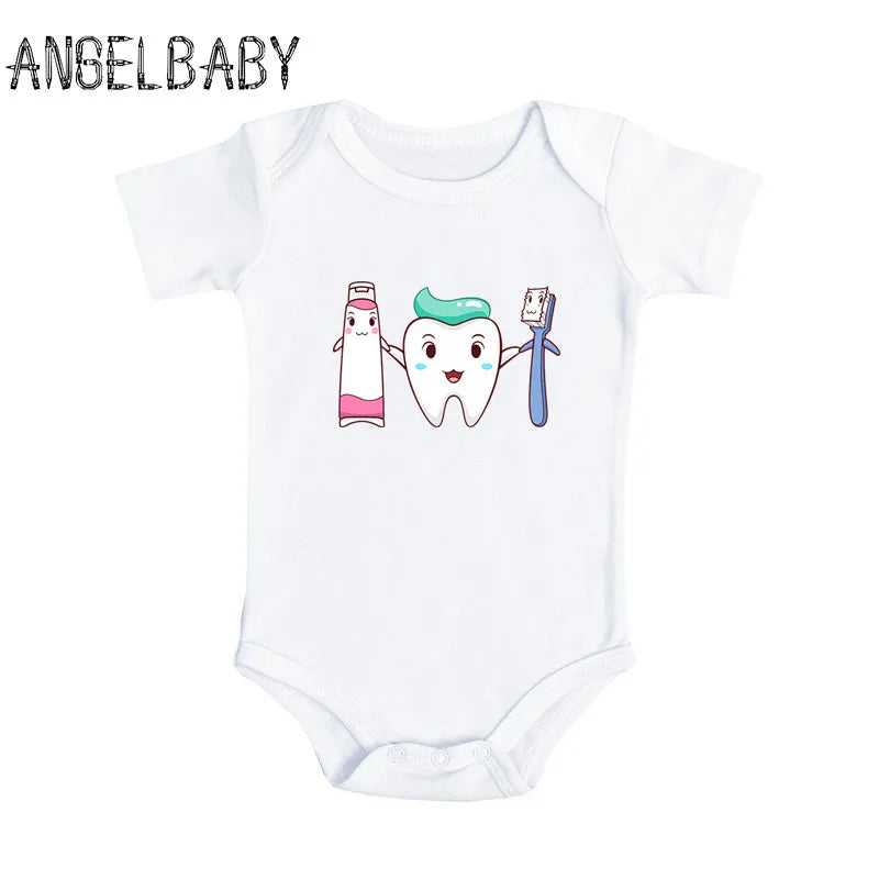 Infant Bodysuits I Got My First Tooth Print Cotton Cute Baby Romper Summer Jumpsuit Outfits Onesie Funny Boys Girls Gift Clothes