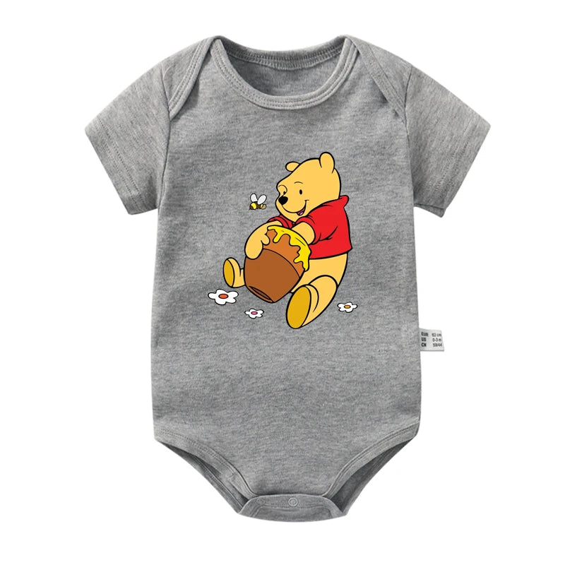 Winnie The Pooh Disney Bear Baby Bodysuit Newborn Short Sleeve Romper Toddler Boys Girls Jumpsuit Clothes Body Ropa Baby Onesies