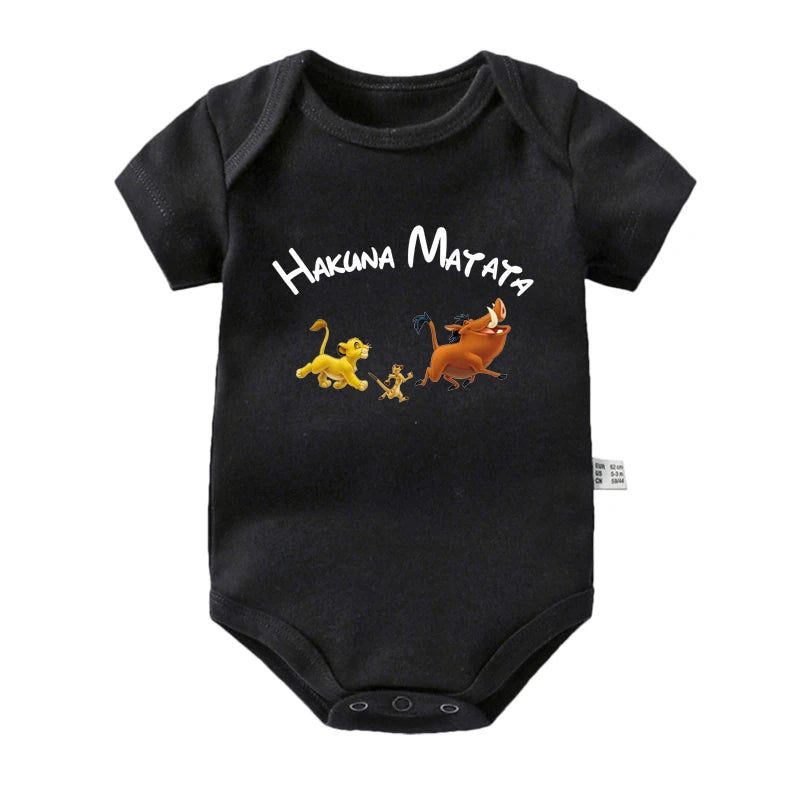 Hakuna Matata Simba Print Funny Baby Boys Girls Clothes Jumpsuits Cotton Short Sleeve Infant Rompers Baby Onesies Outfits