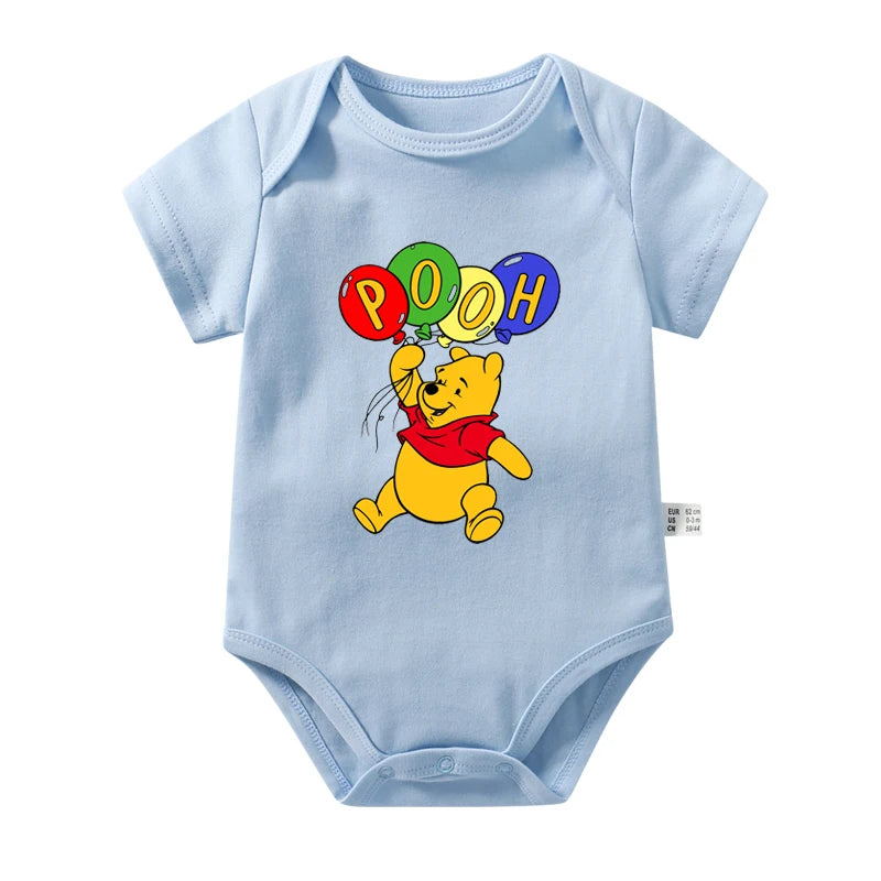 Winnie The Pooh Disney Bear Baby Bodysuit Newborn Short Sleeve Romper Toddler Boys Girls Jumpsuit Clothes Body Ropa Baby Onesies