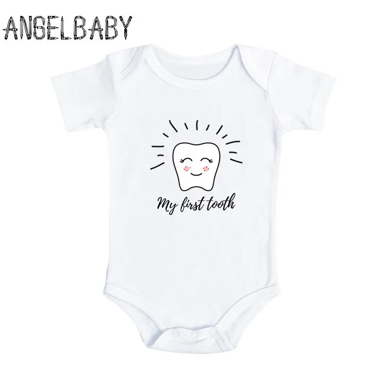 Infant Bodysuits I Got My First Tooth Print Cotton Cute Baby Romper Summer Jumpsuit Outfits Onesie Funny Boys Girls Gift Clothes