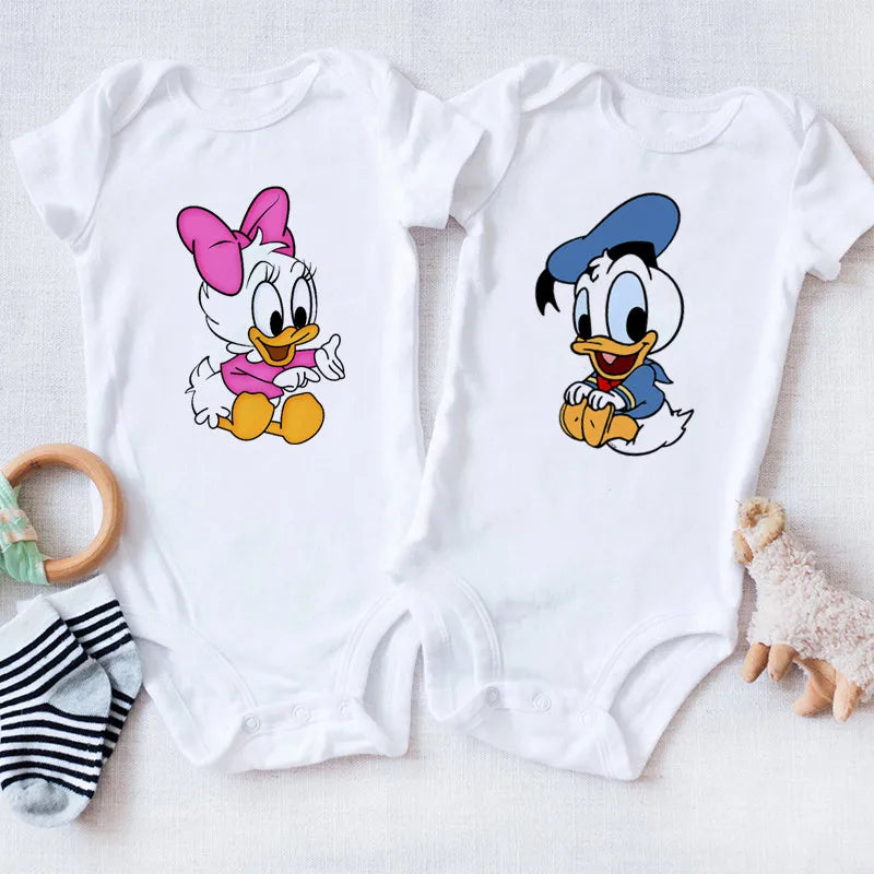 Baby Donald and Daisy Baby Clothes Cotton Newborn Bodysuits Twin Boy Girl Onesie Summer Jumpsuit