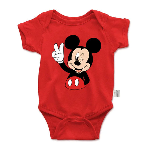 Mickey Mouse 0-24M Baby Girls Boys Printed Onesie Summer Newborn Romper Cotton Bodysuit Cartoon Baby Clothing Dropship