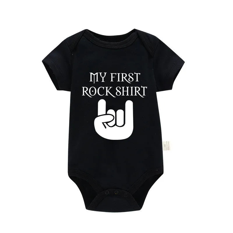 Born To Rock Newborn Baby Short Sleeve Cotton Baby Bodysuit Cute Baby Boy Clothes Jumpsuit Infant Outfit Baby Body Rock Onesie