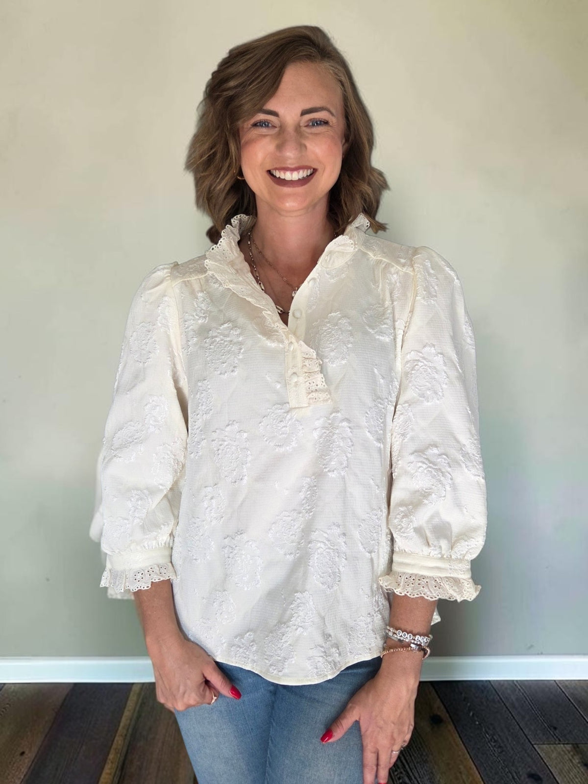 Nora Floral Jacquard Top