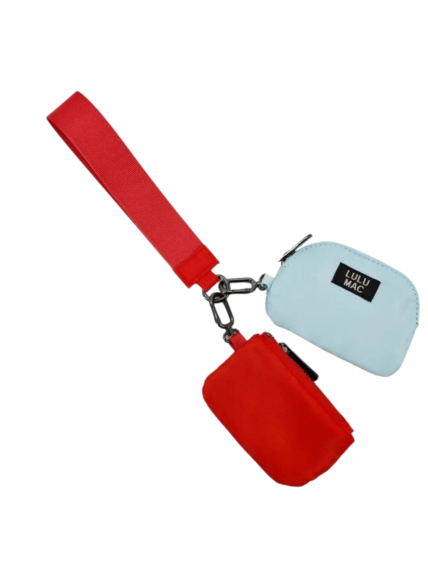 Lulu Mac Double Pouch Wristlets Red/Light Blue