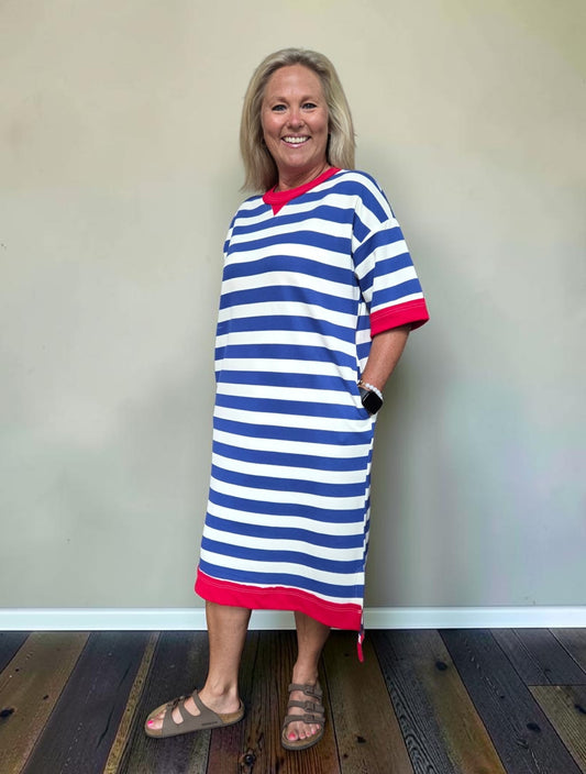 Kris 4th of July Striped Midi