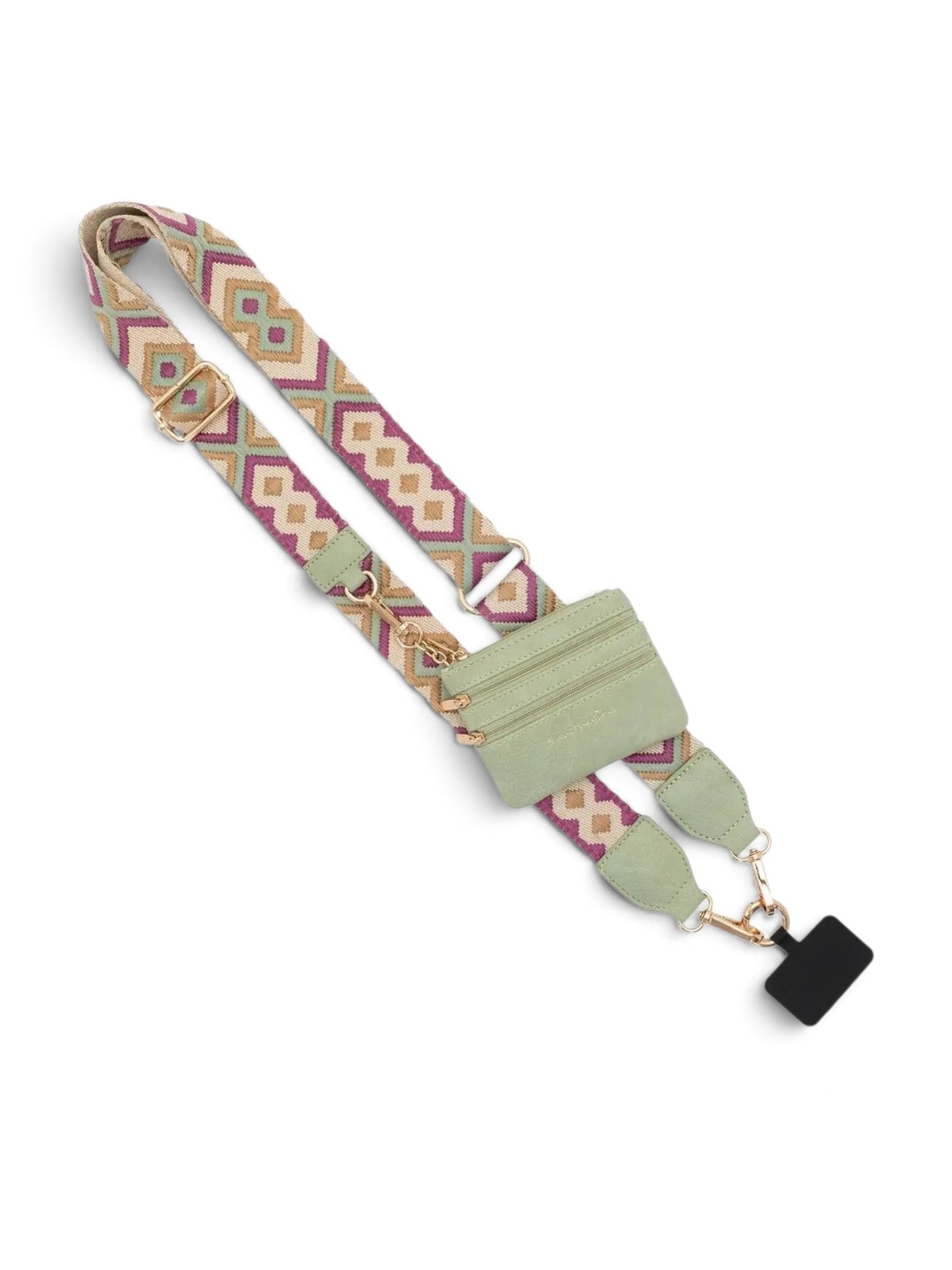 Clip & Go Strap w/Pouch Green/Purple Design