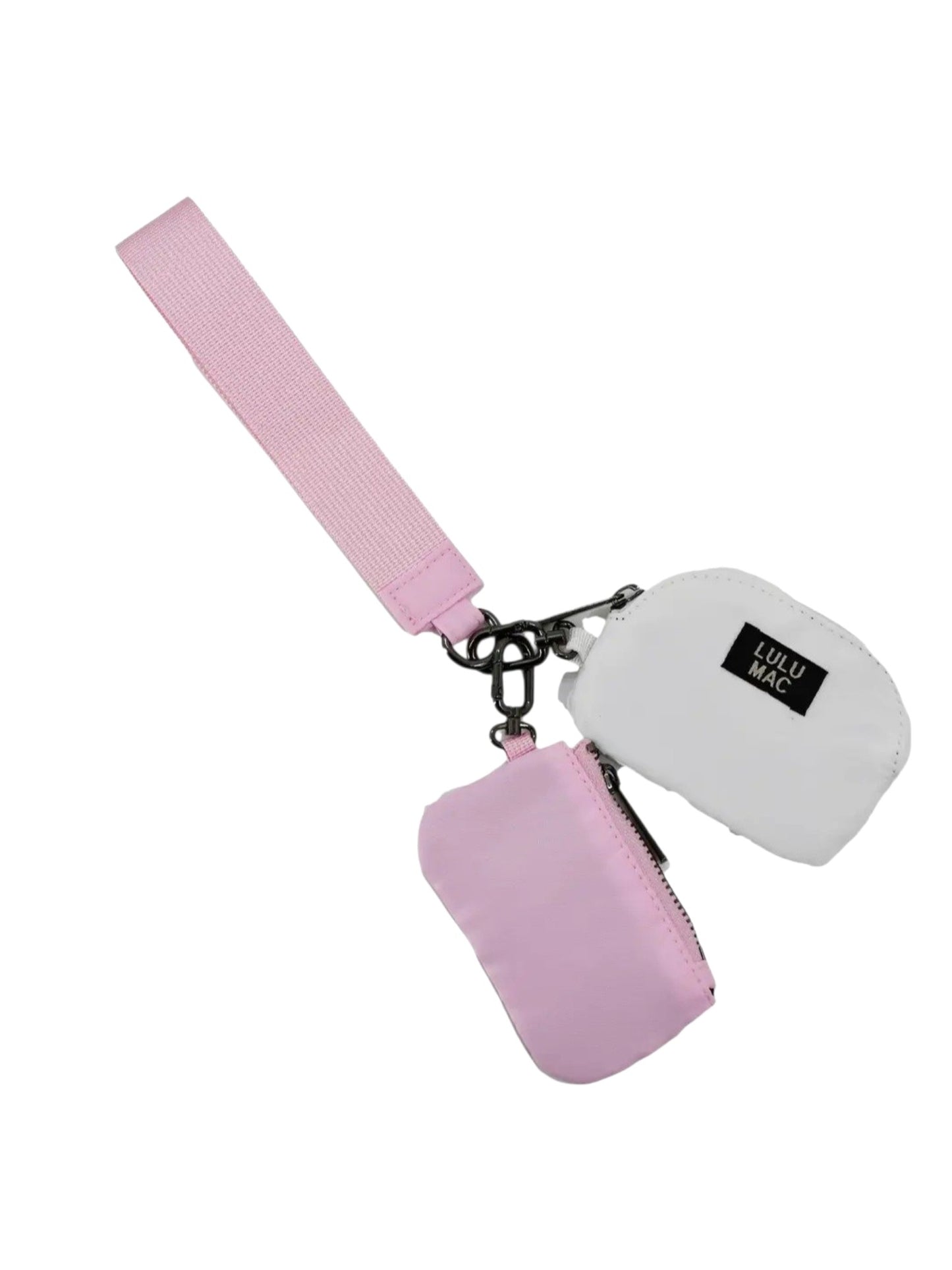 Lulu Mac Double Pouch Wristlets Pink/White