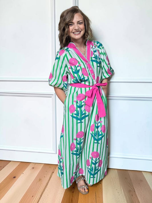 Diane Floral Striped Dress