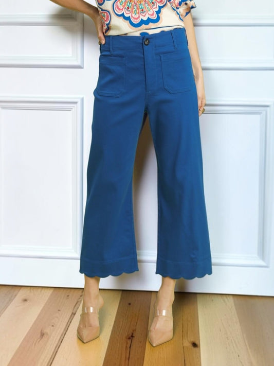 Harper Scalloped Hem Pant In Ocean