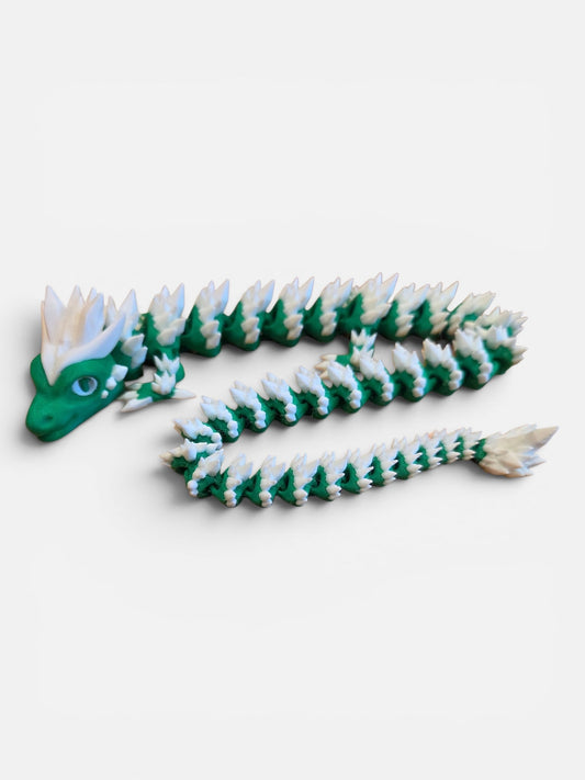 3D Printed Dragon Green/White