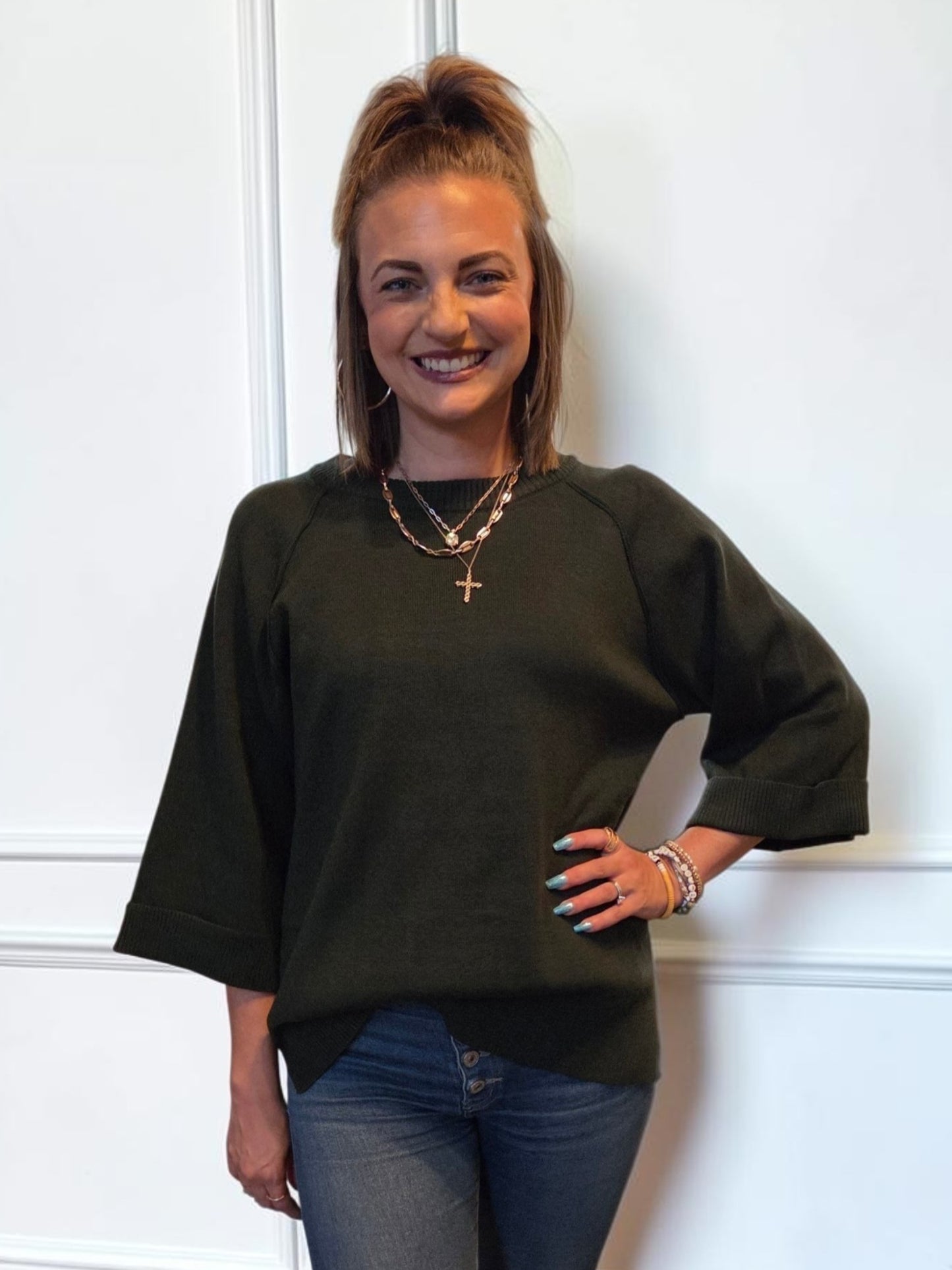 Avery Hunter Green Sweater