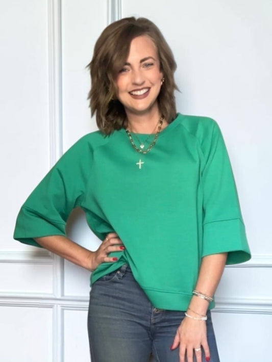Piper Green Scuba Pullover Top