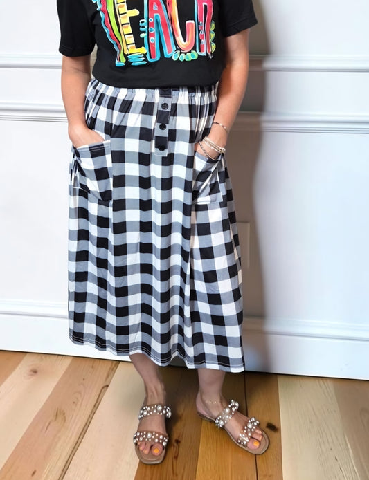 Millie Pocket Skirt Black Plaid