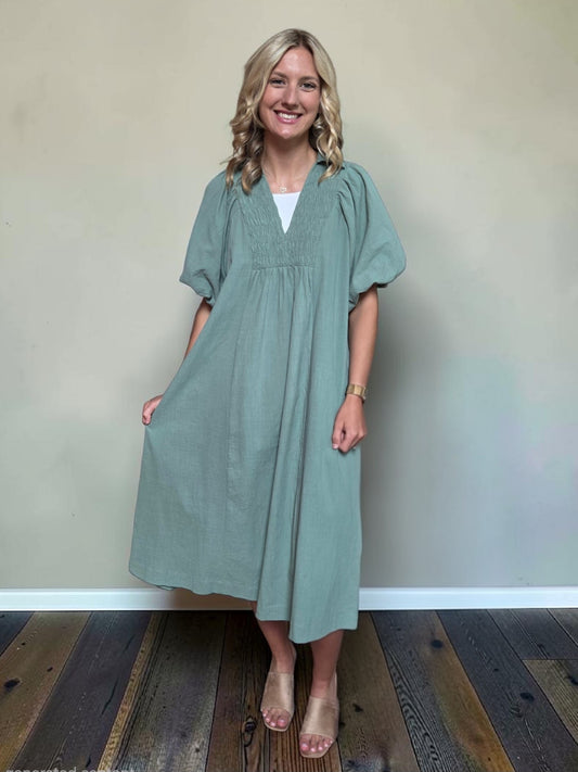 Bailey Smocked Collared Dress