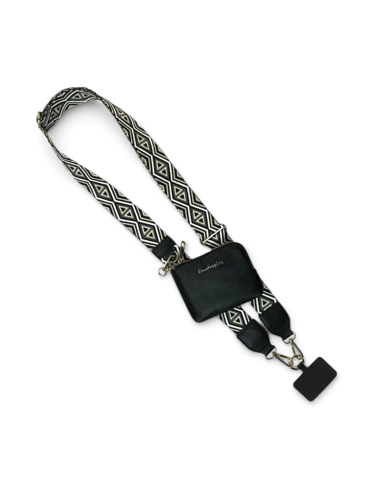 Clip & Go Strap w/Pouch Black Print