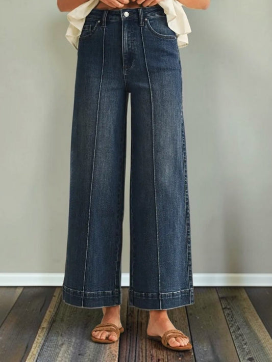 Maya High Rise Pin Tuck Wide Leg Jean