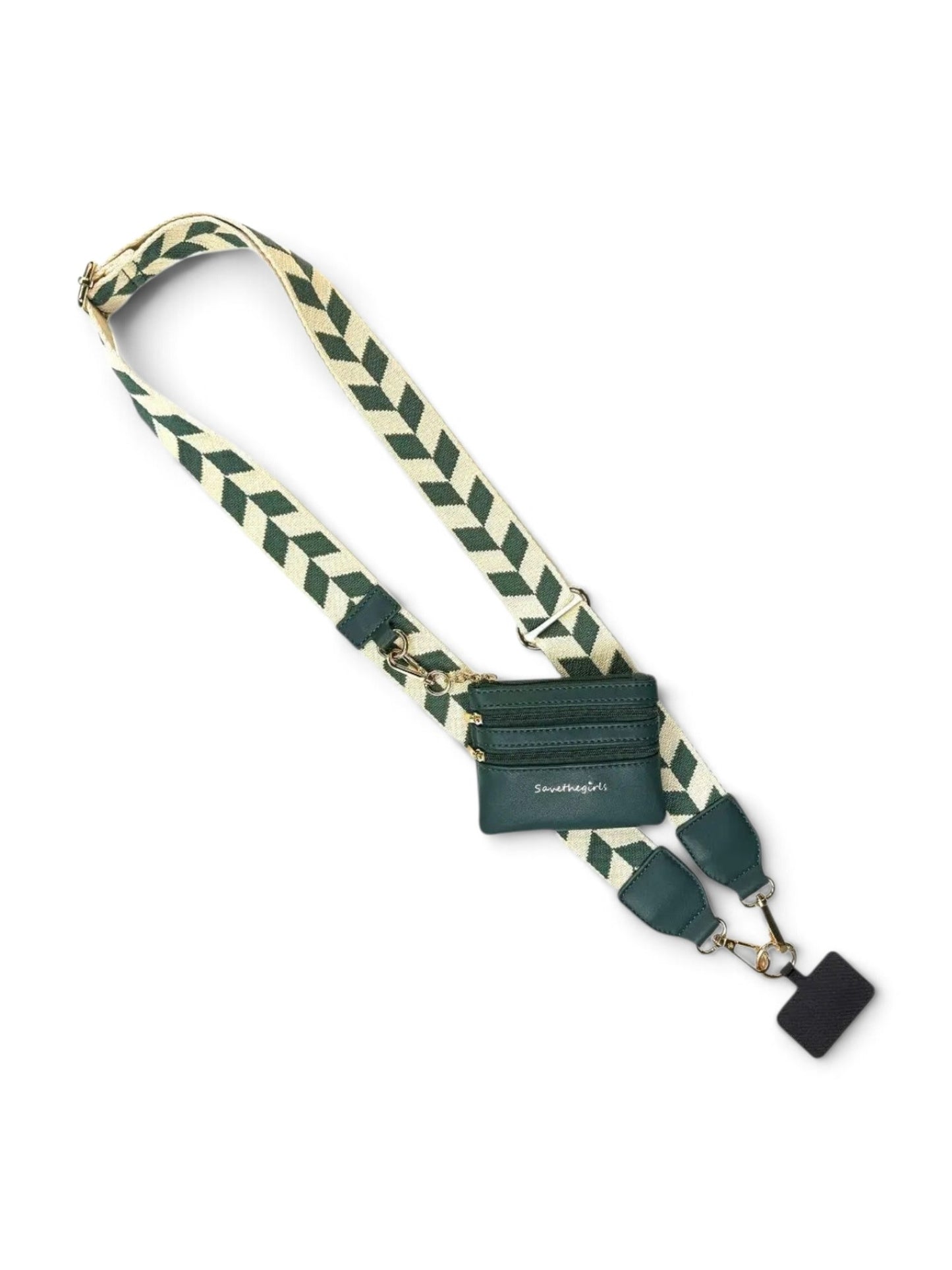 Clip & Go Strap w/Pouch Green/Cream Chevron