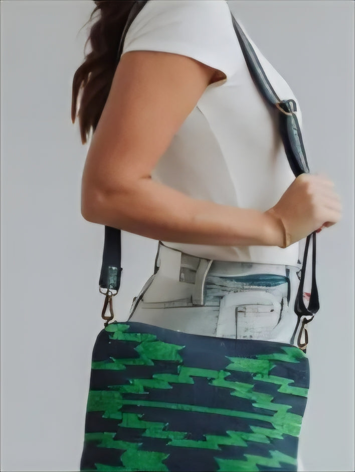 Navy & Green Aztec Crossbody