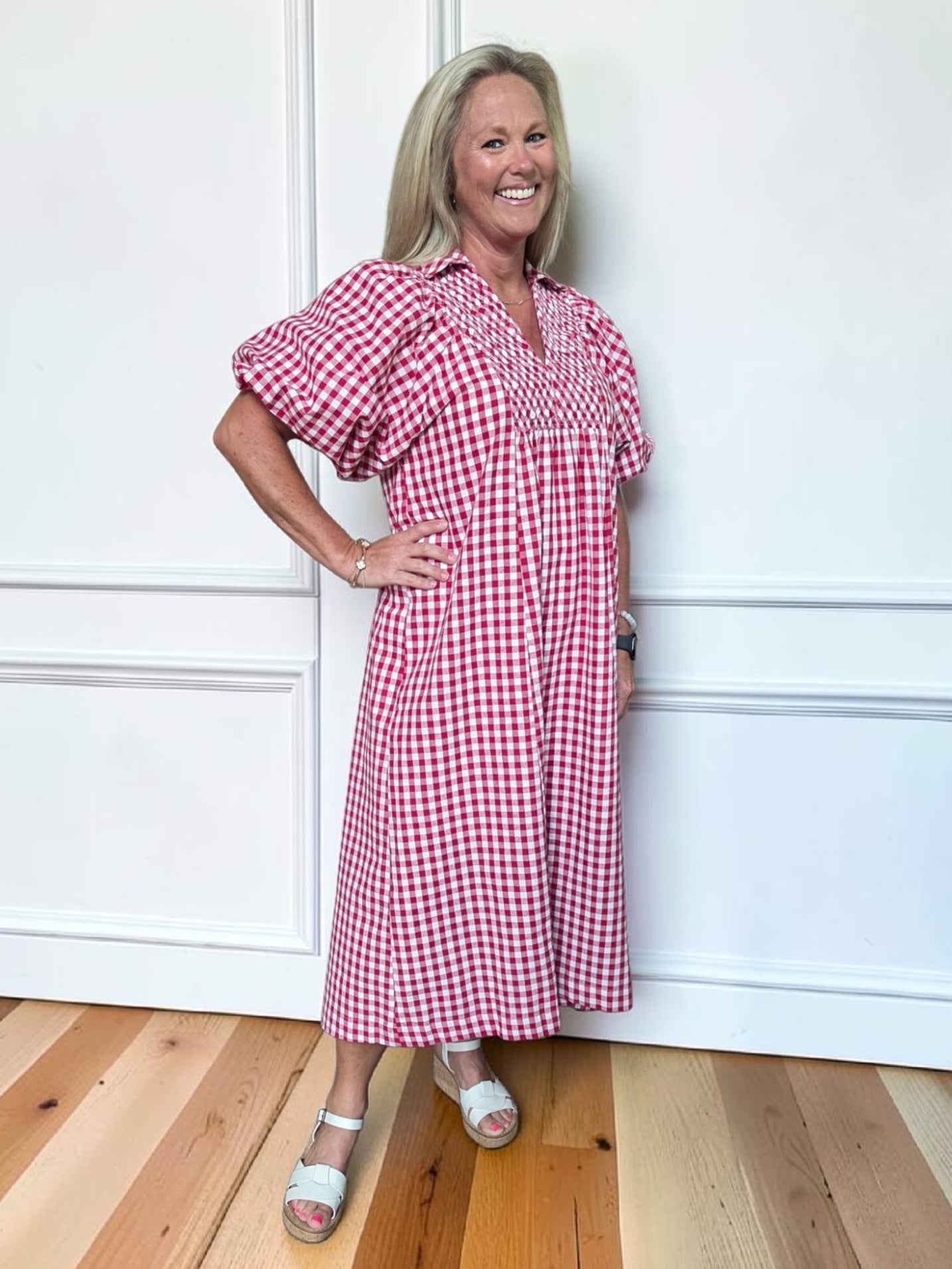 Kennedy Crimson Gingham Dress