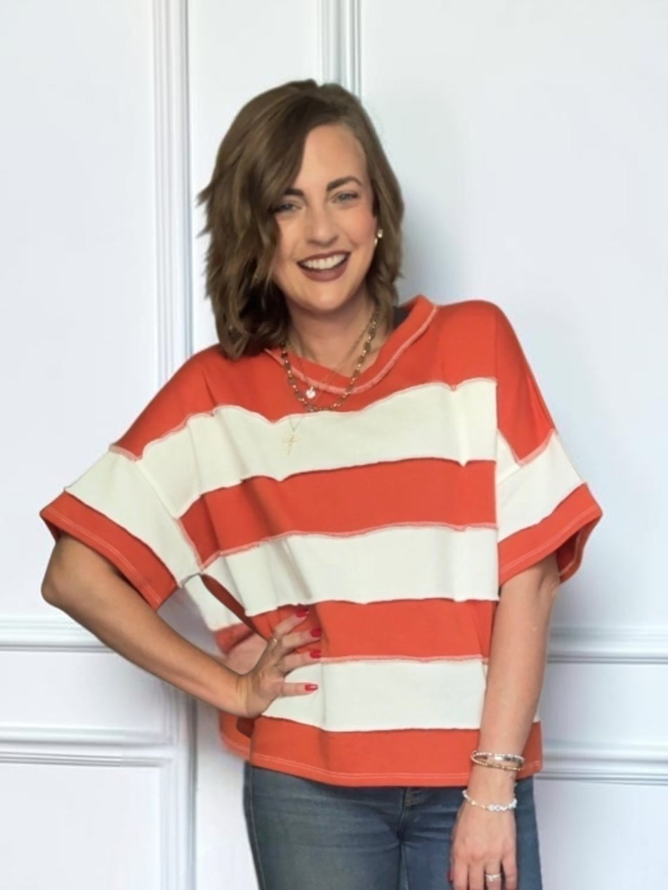 Riley Orange Striped Top